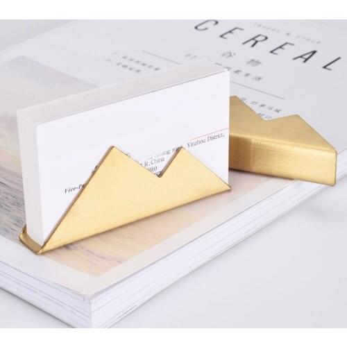 Nordic Style Golden Business Card Holder Stainless Steel Mountain Desk Desktop Business Card Large Capacity Storage Stationery