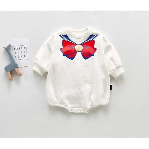 Winter New Baby Girls Cute Bow Pattern Cotton Long Sleeve Romper