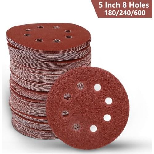 30pcs 5 Inch 60/120/240 Grit Sanding Discs 8 Holes Sandpaper Pads Set Hook & Loop Abrasive Sander Paper For Polishing Tools