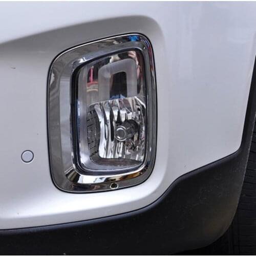 For Kia Sorento 2013 2014 2015 Chrome Front Fog Light Lamp Cover Trim Foglight Frame Trims Sticker Car Styling Accessories 2pcs