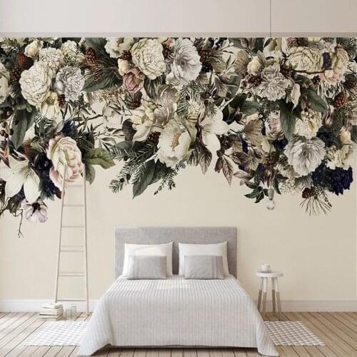 Photo Wallpaper 3D Retro Flowers Mural Living Room Bedroom Home Decor Wall Painting Nordic Style Floral Papel De Parede Frescoes