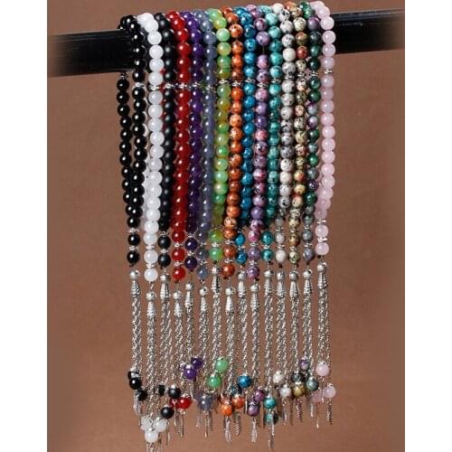 HAPROSE 2018 New natural black stone bracelet Round Shape beads Prayer beads Islamic Muslim Tasbih Allah Rosary Free shipping