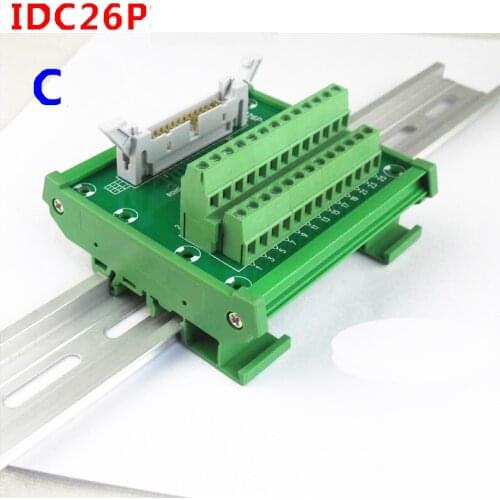 IDC26P male socket to 26P terminal block breakout board adapter PLC Relay terminal station DIN Rail Type