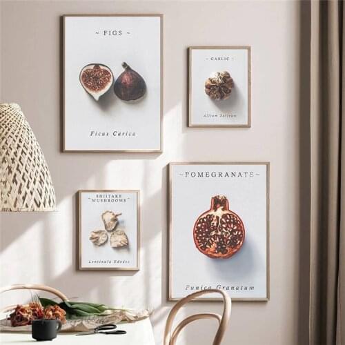 Farmhouse Kitchen Wall Art Posters and Prints Fig Pomegranate Garlic Mushroom Canvas Painting Picture Kitchen Gallery Wall Decor