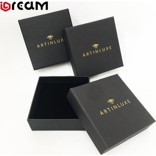 Custom LOGO Black Card 2mm thickness cardboard Plain Jewellery Ring Box