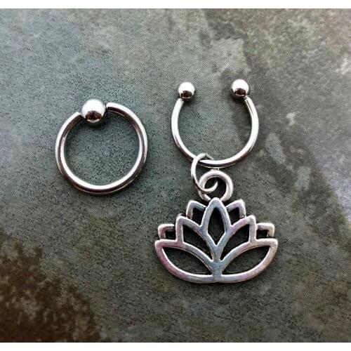 1 Set 316L Surgical steel Lotus Flower captive ring 16g CBR BCR horseshoe Helix cartilage orbital tragus piercing