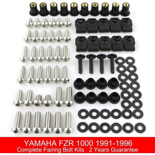 Fit For Yamaha FZR 1000 1991 1992 1993 1994 1995 1996 Complete Fairing Bolts kit Stainless Steel Covering Bolt Fairing Clip Nuts