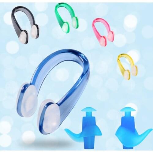 2pc Swimming Nose Clip Earplug Earplugs Suit Swim Earplugs Small Size FOR Adult Children Waterproof Soft Silicone Nose Clip