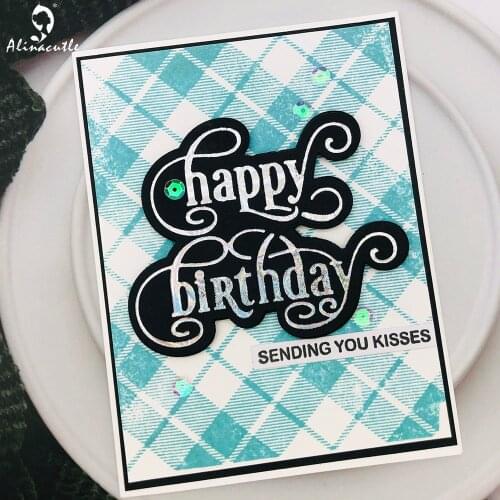 Hot Foil Plate and Die Set Foil Stamping Happy Birthday DIY Scrapbook Paper Craft Handmade Card Punch Art Alinacraft