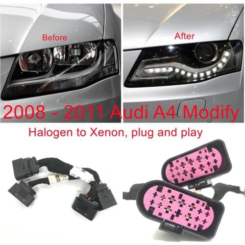 CZMOD Car Headlight Modification Upgrade Transfer Wiring Adapter Harness For 08-11 Audi A4 From Halogen To Xenon Plug And Play