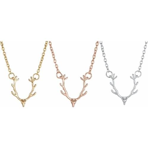 Fashion Deer Horn Pendant Necklace Christmas Gold Chain Antlers Choker Gift for Women Girl Kids Creative Christmas Jewelry