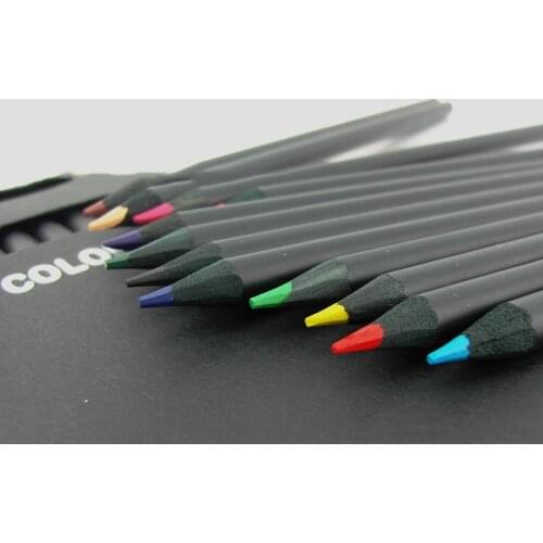 12 Colors Drawing Pencils Black Wood Colored Pencils Set School Stationery Accessories Painting Art School Supplies Student Gift