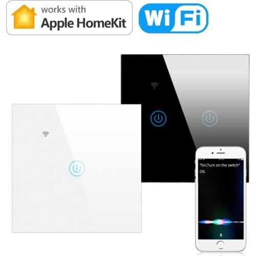 Wifi Wall Smart Touch Switch EU No Neutral Wire Required Smart Light Switch 1/ 2 Gang 220V Smart voice Siri control Switch