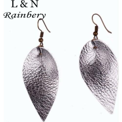 Rainbery New Teardrop Leather Earrings Antique Looking Various MultiColors Long Pendants Leather Bohemia Dangle Earrings JE0602