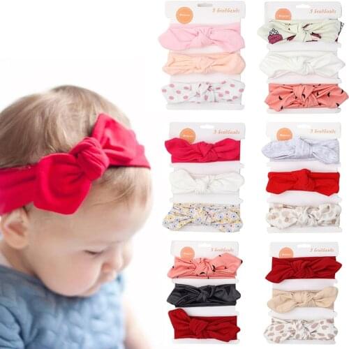 3Pcs Baby Girl Headband Infant Hair Accessories Bows Newborn Headwear Rabbit Ear Headwrap Gift Toddlers Bandage Ribbon