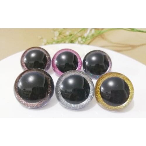 12pcs/lot 24mm-26mm-28mm big size round shape clear plastic safety toy eyes + glitter fabric+ hard washer for diy doll --N6