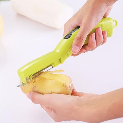 QueenTime Electric Fruit Vegetable Peeler Apple Paring Knife Potato Peelers Carrot Slicer Kitchen Gadgets Batteries Not Included