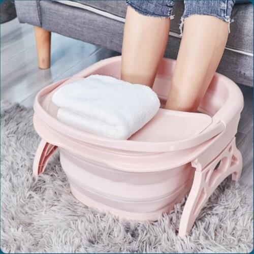 Folding Foot Wash Tub with Lid Sauna Foaming Massage Bucket Bathroom Foot Bath Basin Portable Foldable Footbath Hot Tubs