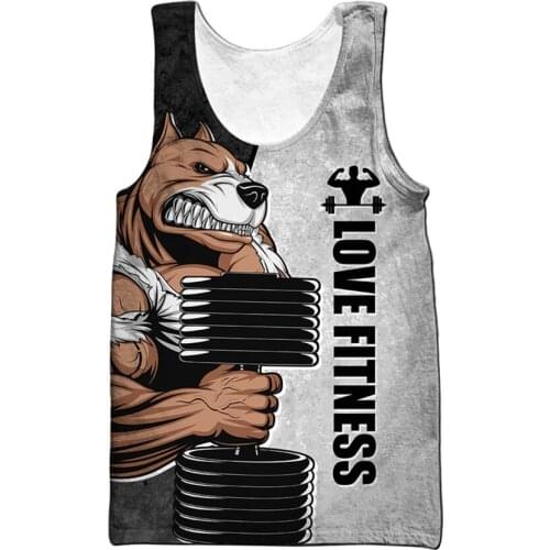 CLOOCL Rottweiler Love Fitness Tank Tops 3D Cartoon Animal Letter Print Tops Sleeveless Vests Harajuku Fashion GYM Men Clothing