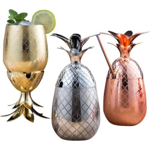 Pineapple Shape Stainless Steel Cocktail Glass Decoration