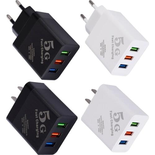 USB Charger Adapter 5G Fast Charging 110V240V Wall Charger Quick Charge 5V 2.4A 3 Ports for Xiaomi Huawei iPhone XS 11 Adapter