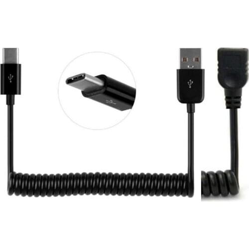 Black 1.0M 3.0M USB3.1 Type C Spring retractable line high speed USB Type-C male to male/female USB 2.0 transfer date cable