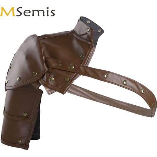 Adult Cosplay Steampunk Single Shoulder Armor Adjustable Leather Body Chest Harness Belt Gothic Metal Rivet Strap Armour Costume