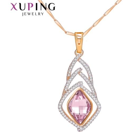 Xuping Jewelry Charms Styles Multicolor Crystals Necklace for Women Fashion Design Family Party Gifts 40475