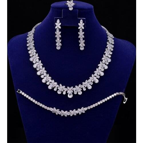 Jewelry Sets Bridal 4pcs Ladies Wedding Party Accessories Stainless Steel Fashion BN7675 With Zircon Vintage Dubai Jewelry Sets