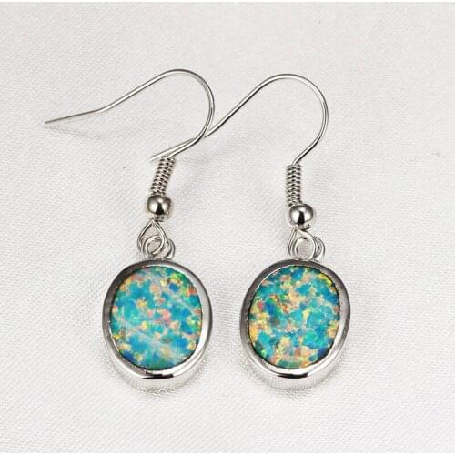 Earrings Blue White Opal for Girl Women Fashion Jewelry ER351