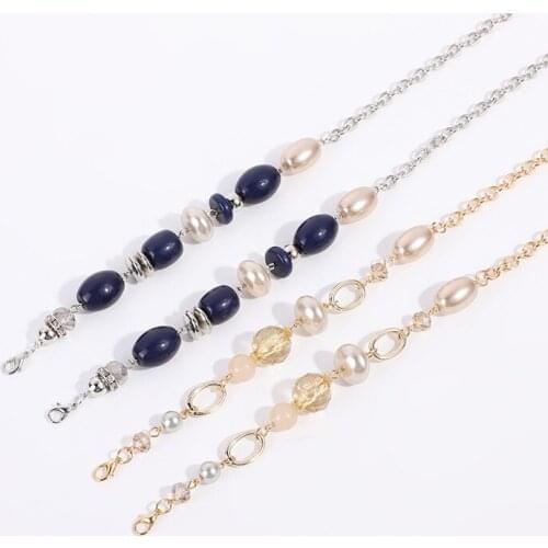 ZV Fashion Silica Gel Mask Hanging Chain Women Girl Gift Face Cover Black Bead Necklace Sunglasses Strap For Mask Holder Party