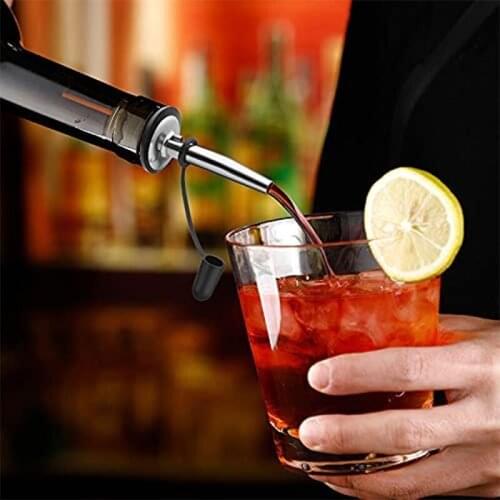 12 Pieces Of Stainless Steel Classic Bottle Pourer Tapered Spout With One-piece Black Cap To Easy Storage