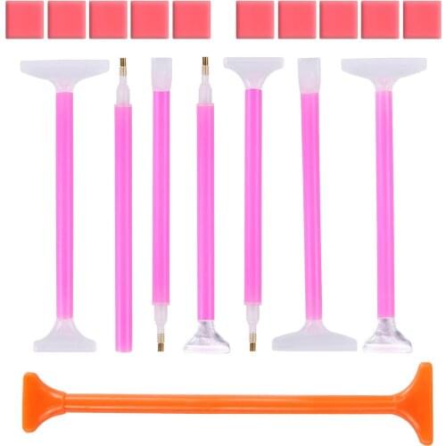 18 Packs 5D Diamond Painting Embroidery Art Pen Glue Tool for DIY Crafts Making 8 Different Pen 10 glue Accessories