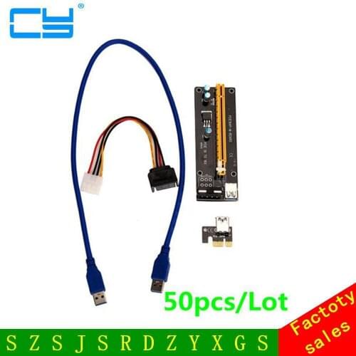 50pcs/Lot Reliable hot PCI-E Express Powered Riser Card W/ USB 3.0 extender Cable 1x to 16x Monero pci-e riser