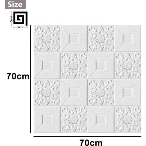 6/12pcs 70*70cm Waterproof Foam Ceiling Stickers Panel Roof 3D Stereo Self Adhesive DIY Wallpaper Wall Living Room Decoration
