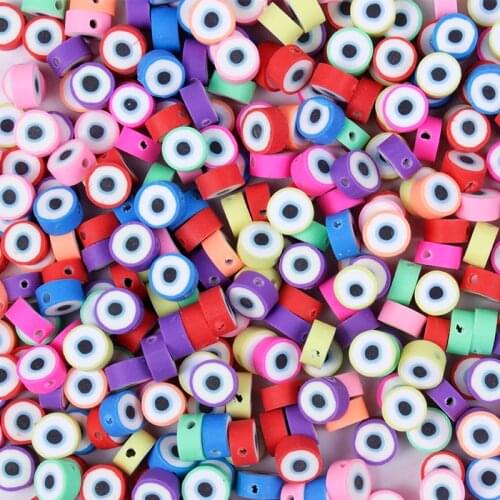 50/100Pcs 10mm Round Printing Beads Polymer Clay Beads For Jewelry Making DIY Mixed Color Polymer Clay Spacer Beads
