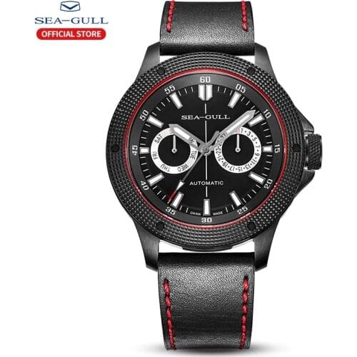 Seagull Mens Sapphire Watch Casual Calendar Multifunctional Automatic Mechanical Watch Waterproof Swimming relógio masculino