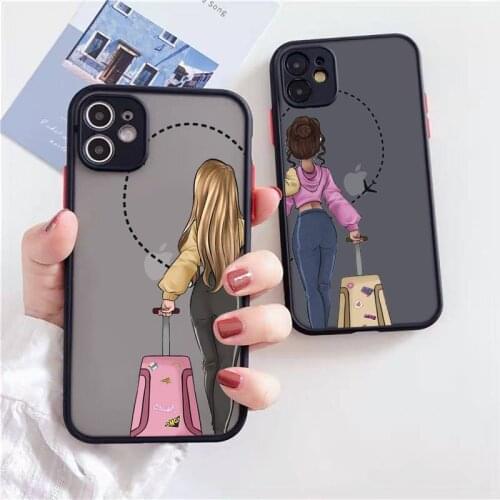 Phone Case For iPhone 12 11 Mini Pro XR XS Max 7 8 Plus X Girlfriends Bff Best Friends Forever Matte transparent Back Cover