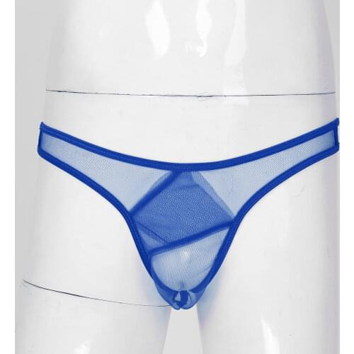 Men See-through Low Waist Mesh Briefs Elastic Waistband Ribbons G-String Thongs Sexy Underwear for Lingerie Party wear