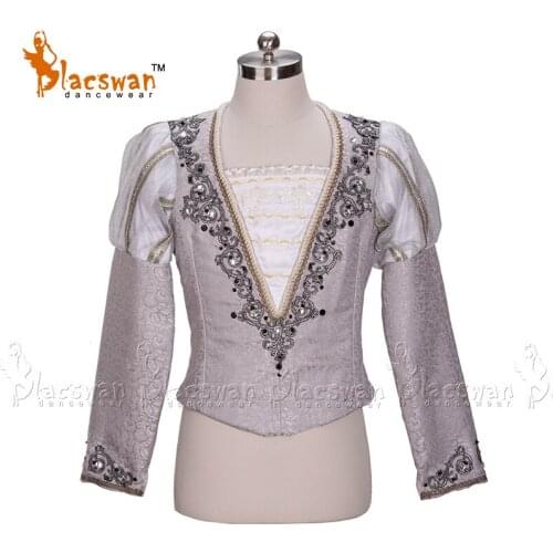 Customized Gold Mens Ballet Tunic Boys Professional Ballet Costumes for Male Long Sleeve Ballet Jacket for performance BT794