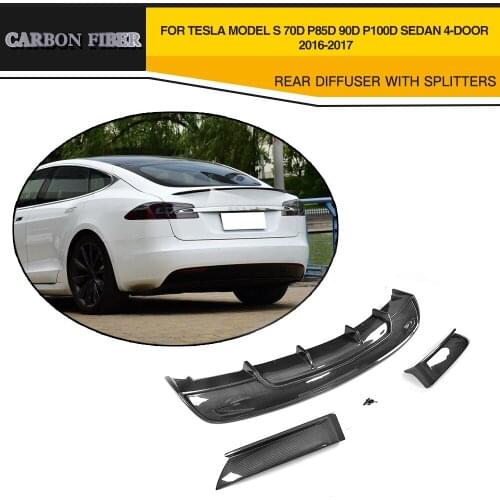 Carbon Firber Auto Racing Rear Diffuser Lip For Tesla Model S Sedan 4-Door 2016-2017