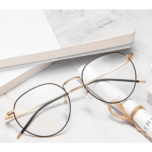 Round Blue Light Glasses Frame Women Men Ultralight Prescription Eyeglasses Retro Optical Frame Computer Transparent Lens