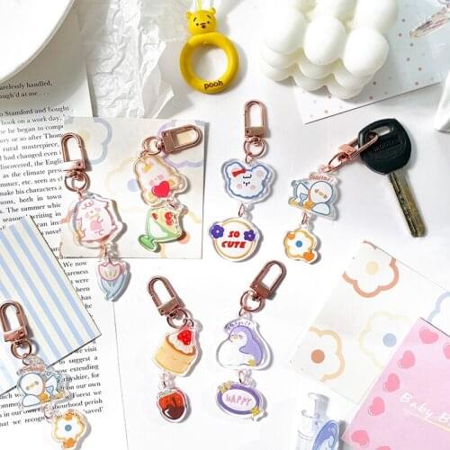 MINKYS New 1 Piece Kawaii Keychain Pendant Decorative Notebook Accessories Gift School Office Stationery
