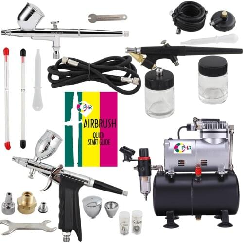 OPHIR Pro Airbrush Kit with Air Tank Compressor for Car Paint Body Temporary Tattoo Compressor Air-brush Set_AC090+004A+071+069