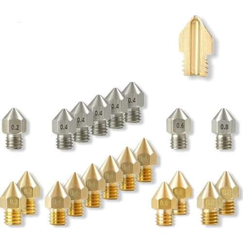 3D Printer Nozzle Set - Brass & Stainless Steel Nozzles - for Anycubic I3 Mega 3D Printer - Prusa I3