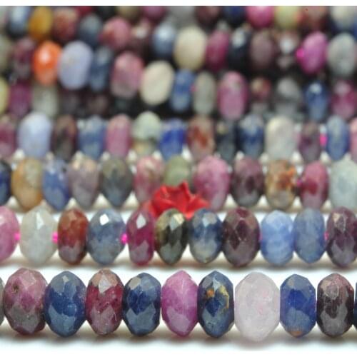 Natural Ruby Sapphire Faceted Rondelle Loose Beads Wholesale Gemstone Semi Precious Stone Bracelet Necklace Diy Jewelry Making