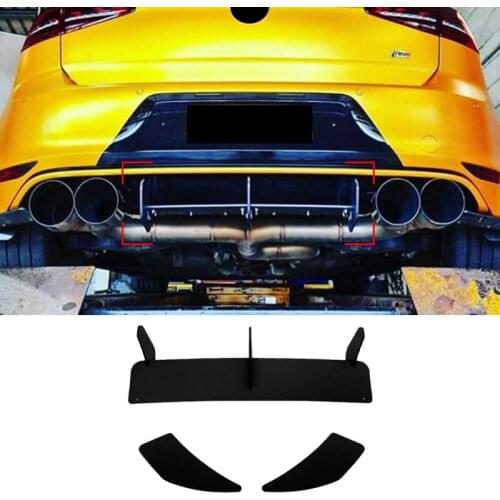 NEW-for Golf 7R Golf 7 R 2013-2016 Glossy Black Rear Bumper Diffuser Splitter Spoiler Fins Trim
