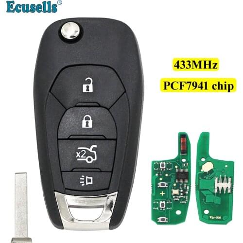 NEW Style Modified Flip 4 Button Remote Key 433mhz with PCF7941 chip For Chevrolet Aveo 2014-2018