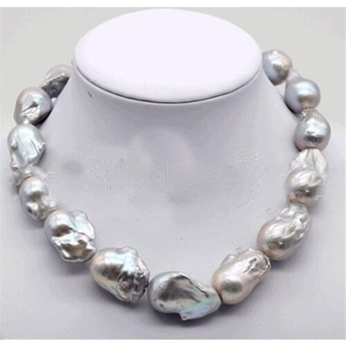 New arrive huge 20-30mm gray South Sea baroque pearl necklace