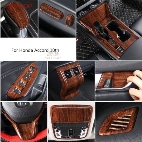 Peach wood Window Switch Adjust Lift Panel Cover Trim Garnish Frame for Honda Accord 10th 2018 2019 interior Decoration